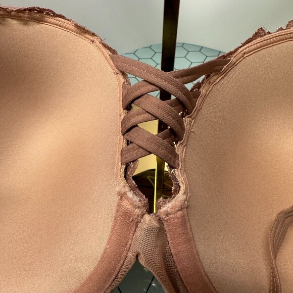 Torrid Curve Pushup Plunge XO Corset Bra 46C Blush Mauve Lace Underwire Padded - Picture 9 of 11